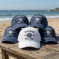 Custom Girls Trip Hat, Embroidered Seashell Dad Cap, Personalized Bachelorette Party Gift, Vintage Washed Denim Beach Baseball Hat, Club