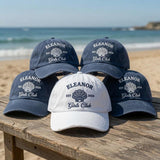 Custom Girls Trip Hat, Embroidered Seashell Dad Cap, Personalized Bachelorette Party Gift, Vintage Washed Denim Beach Baseball Hat, Club
