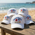 Custom Beach Hat, Custom Beach Vacation Cap, Embroidered Palm Tree Sunglasses Hat, Personalized Summer Pool Party Gift