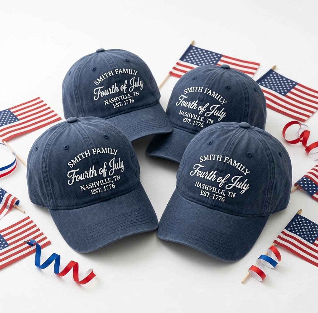 Custom Family Reunion 4th of July Embroidered Hat, Patriotic Baseball Cap, Custom Fourth of July Gift, Personalized Family Vacation Caps