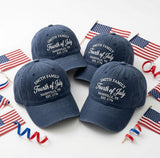 Custom Family Reunion 4th of July Embroidered Hat, Patriotic Baseball Cap, Custom Fourth of July Gift, Personalized Family Vacation Caps