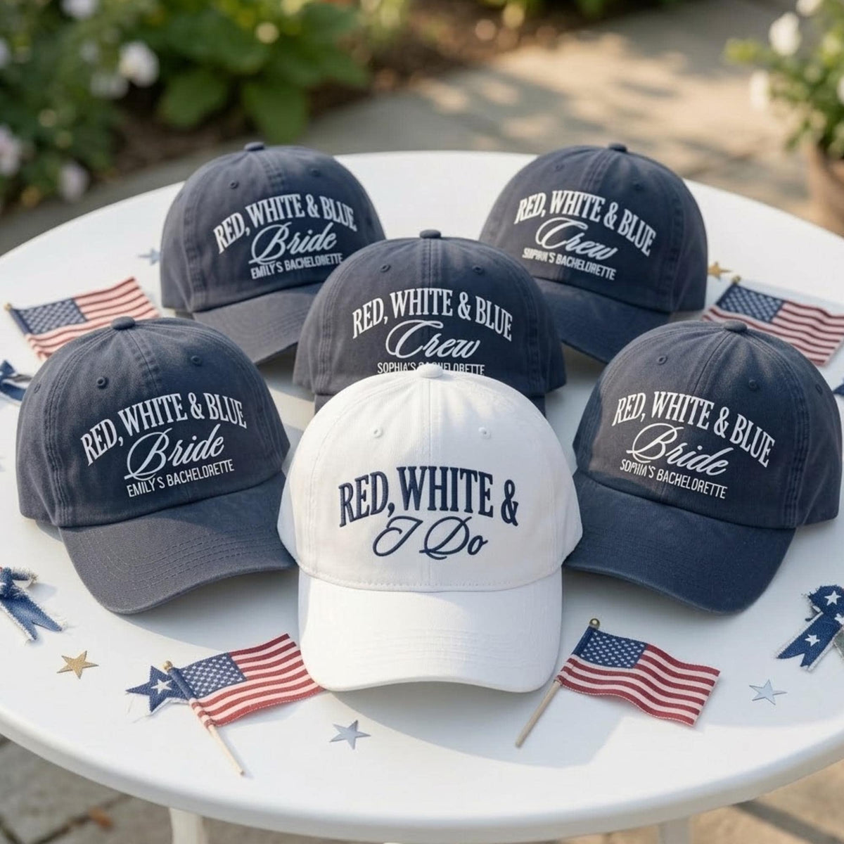 Custom Red White Blue I Do Hat Embroidered, Patriotic Bachelorette Party Baseball Cap, 4th of July Bride Bridesmaid Matching Group Hat