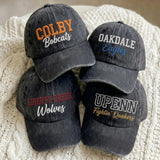 Custom Embroidered Washed Cotton Baseball Cap, Varsity Style Personalized Hat