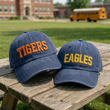 Custom 3D Puff Embroidered Washed Cotton Baseball Cap, Personalized Varsity Name Hat