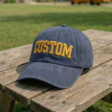 Custom 3D Puff Embroidered Washed Cotton Baseball Cap, Personalized Varsity Name Hat