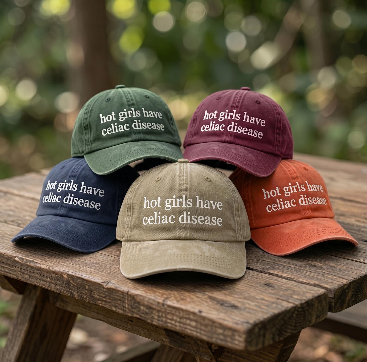 Hot Girls Have Celiac Disease Hat, Funny Slogan Embroidered Dad Cap, Custom Text Washed Cotton Trucker Hat, Cute Personalized Girls Gift
