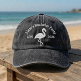 Custom Bachelor Party Hat, Personalized Groom Dad Cap, Embroidered Flamingo Beach Hat, Groomsmen Gift Proposal, Group Vacation Sun Hat