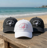Custom Bachelor Party Hat, Personalized Groom Dad Cap, Embroidered Flamingo Beach Hat, Groomsmen Gift Proposal, Group Vacation Sun Hat