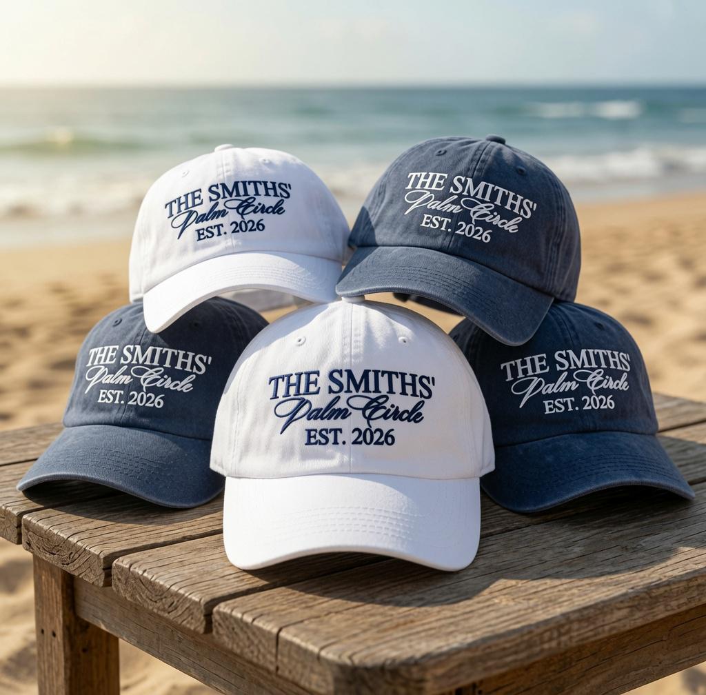 Custom Family Reunion Hat, Personalized Last Name Dad Cap, Embroidered Washed Cotton Trucker Hat, Matching Family Vacation Sun Hat Gift