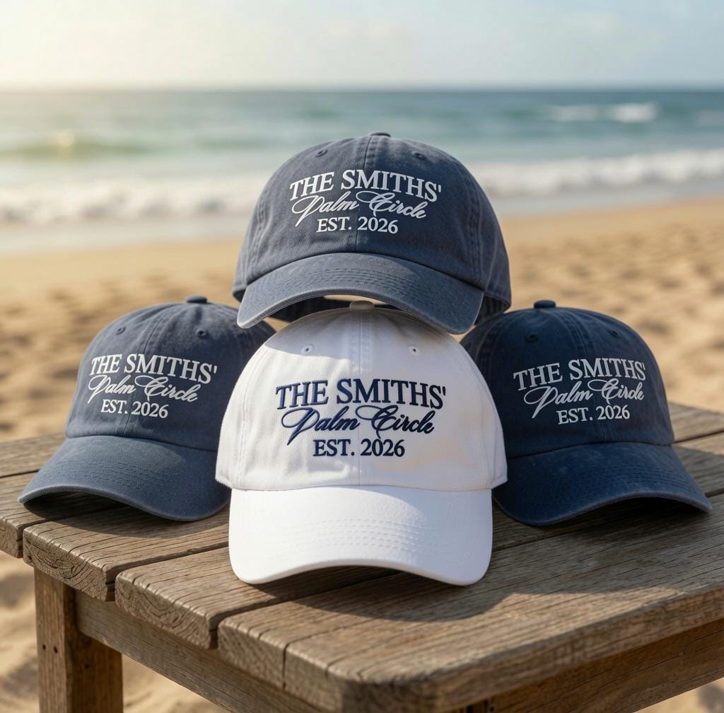 Custom Family Reunion Hat, Personalized Last Name Dad Cap, Embroidered Washed Cotton Trucker Hat, Matching Family Vacation Sun Hat Gift