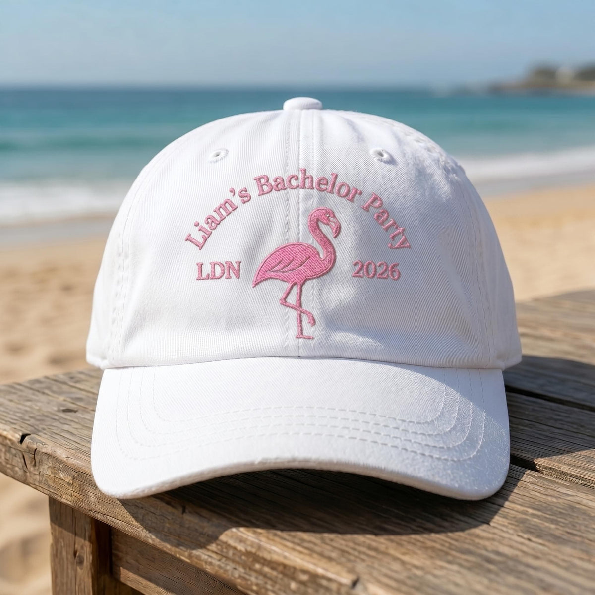 Custom Bachelor Party Hat, Personalized Groom Dad Cap, Embroidered Flamingo Beach Hat, Groomsmen Gift Proposal, Group Vacation Sun Hat