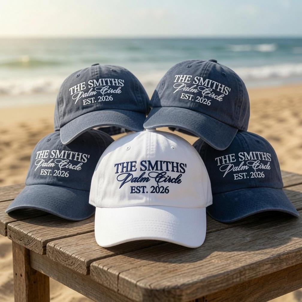 Custom Family Reunion Hat, Personalized Last Name Dad Cap, Embroidered Washed Cotton Trucker Hat, Matching Family Vacation Sun Hat Gift