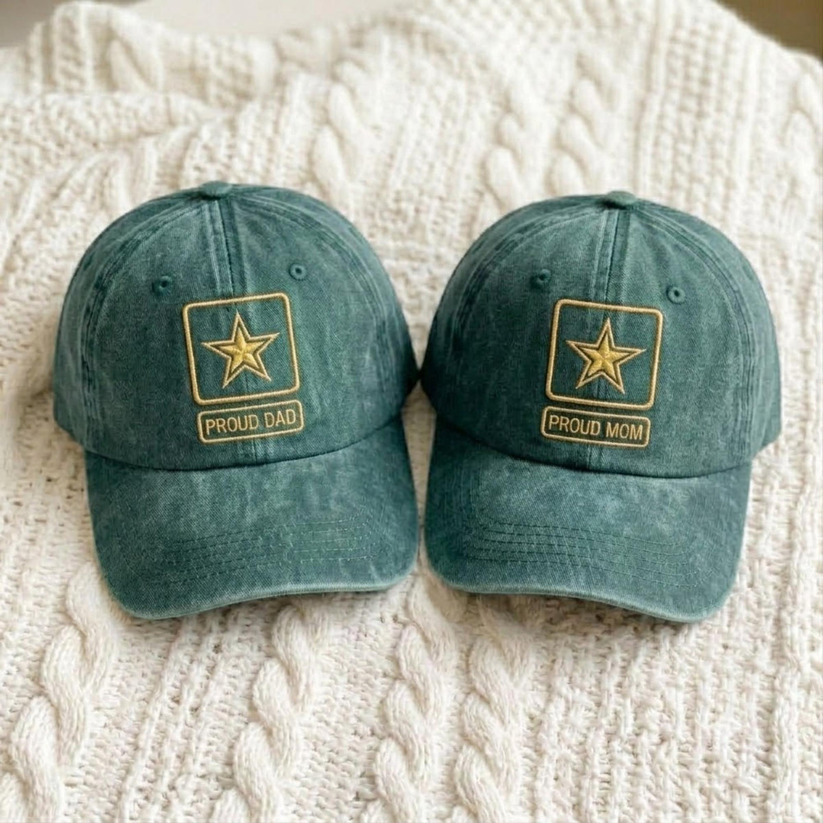 Custom Embroidered Army Family Washed Cotton Cap, Personalized Dad Military Hat
