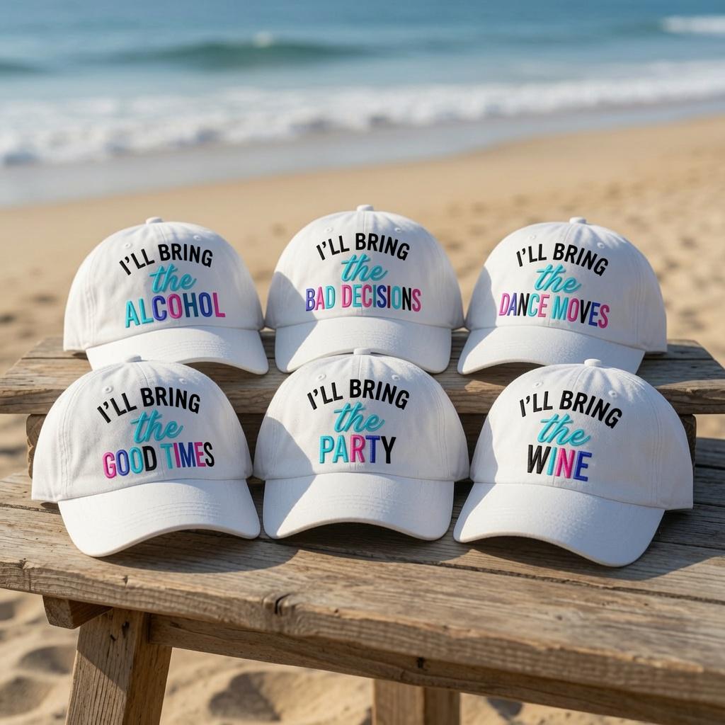 I'll Bring The Party Hat, Custom Bachelorette Dad Cap, Personalized Funny Slogan Sun Hat, Matching Girls Trip Gift, Birthday Group Vacation
