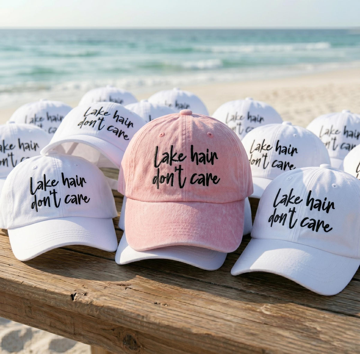 Lake Hair Dont Care Hat, Funny Summer Slogan Dad Cap, Embroidered Washed Cotton Trucker Hat, Custom Girls Trip Gift, Beach Vacation Favor