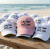 Lake Hair Dont Care Hat, Funny Summer Slogan Dad Cap, Embroidered Washed Cotton Trucker Hat, Custom Girls Trip Gift, Beach Vacation Favor