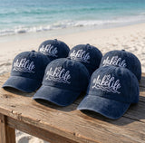 Lake Life Custom Hat, Personalized Hashtag LakeLife Dad Cap, Embroidered Washed Cotton Trucker Hat, Matching Group Camp Vacation Gift