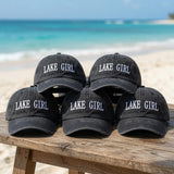 Lake Girl Custom Hat, Personalized Lake Life Dad Cap, Embroidered Washed Cotton Trucker Hat, Matching Girls Trip Gift, Beach Vacation