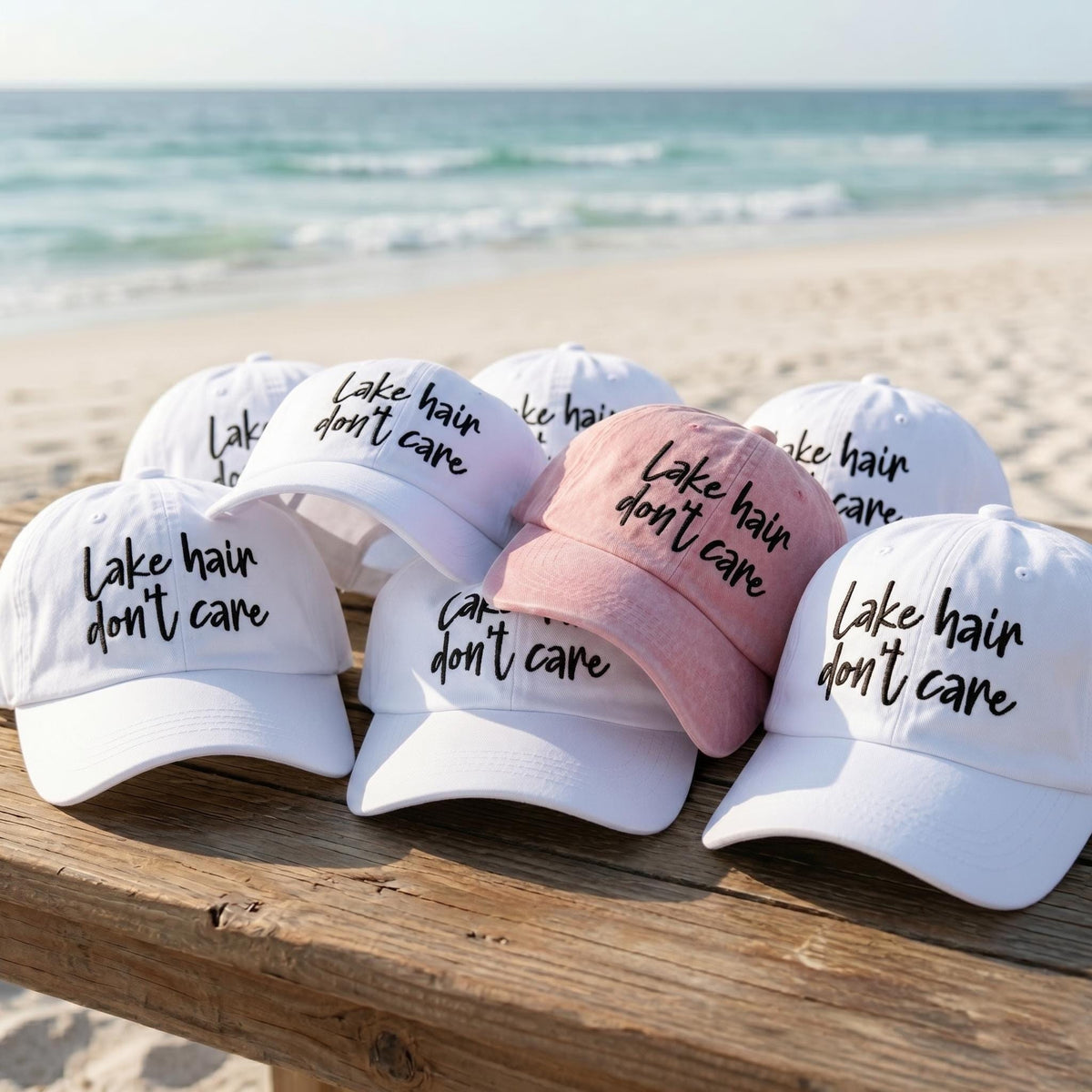 Lake Hair Dont Care Hat, Funny Summer Slogan Dad Cap, Embroidered Washed Cotton Trucker Hat, Custom Girls Trip Gift, Beach Vacation Favor