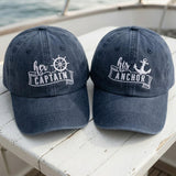 Matching Nautical Couple Embroidered Hats, Captain and Anchor Baseball Caps, Cruise Gift