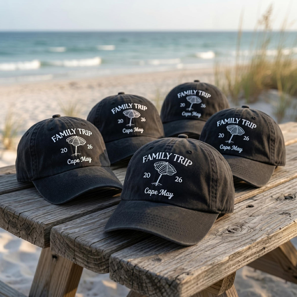 Custom Family Trip Hat | Personalized Beach Vacation Cap | Matching Family Beach Hats | Retro Washed Dad Hat | Custom Summer Group Gift