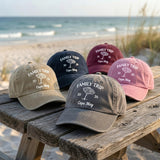 Custom Family Trip Hat | Personalized Beach Vacation Cap | Matching Family Beach Hats | Retro Washed Dad Hat | Custom Summer Group Gift