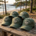 Custom Camping Hat | Personalized Camp Jennie Cap | Matching Family Glamping Hats | Retro Washed Green Dad Hat | Custom Campfire Group Gift