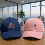 Personalized Teacher Name Embroidered Hat, Custom Apple Baseball Cap, Teacher Appreciation Gift