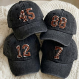Personalized Football Number Embroidered Hat, Custom Game Day Baseball Cap, Sports Fan Gift