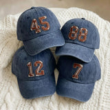 Personalized Football Number Embroidered Hat, Custom Game Day Baseball Cap, Sports Fan Gift