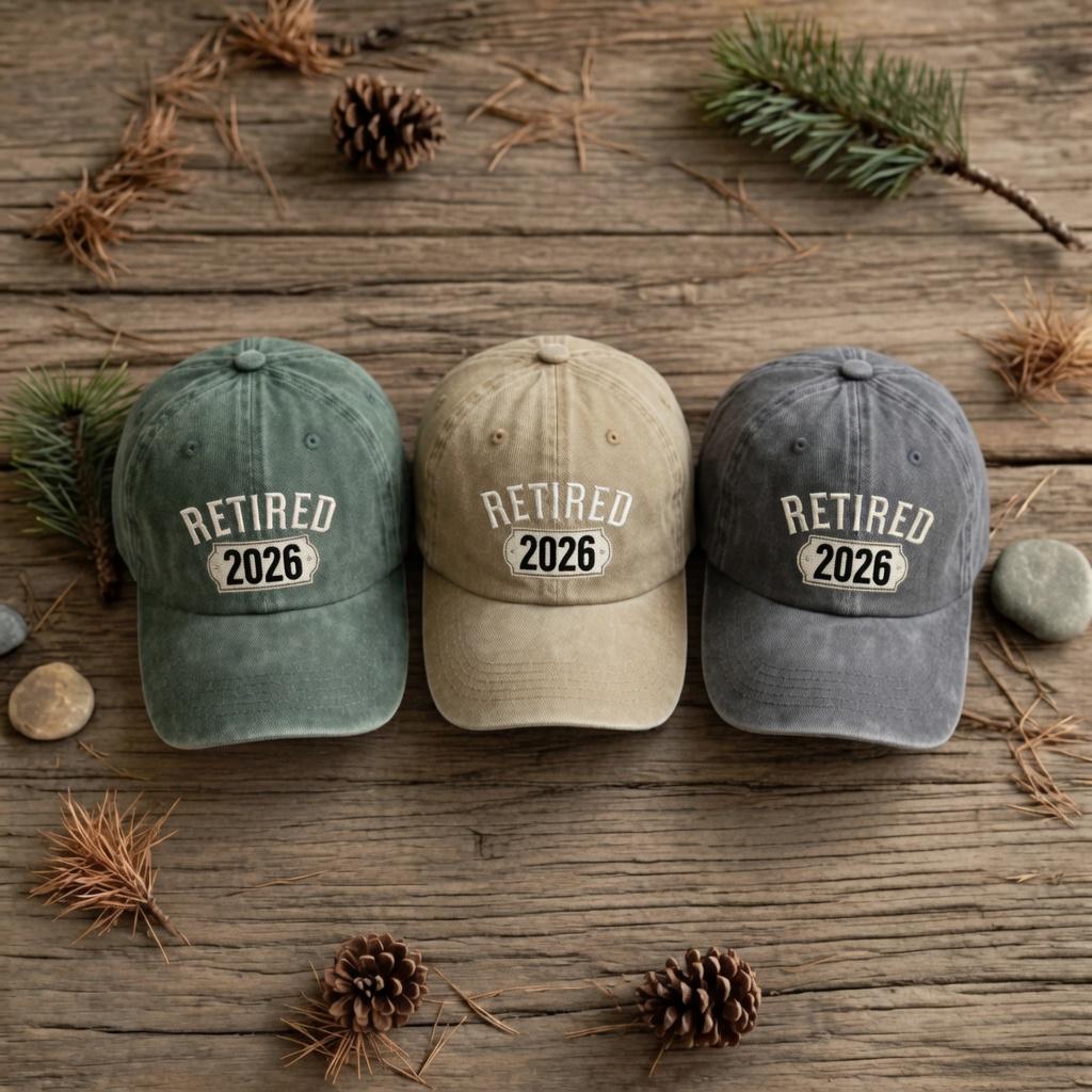 Retirement 2026 Embroidered Hat, Vintage Washed Cotton Baseball Cap, Retirement Gift for Men Women