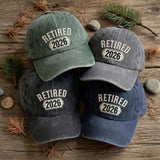 Retirement 2026 Embroidered Hat, Vintage Washed Cotton Baseball Cap, Retirement Gift for Men Women