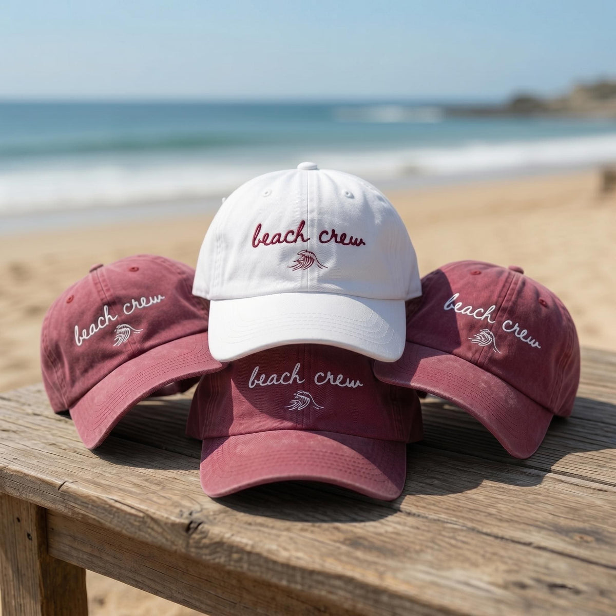 Custom Beach Crew Embroidered Dad Hat Matching Family Vacation Baseball Cap Men Women | Bachelorette Party Gifts Ocean Theme Group Trip Hat