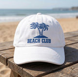 Custom Beach Club Embroidered Dad Hat | Matching Family Vacation Baseball Cap Men Women | Summer Cruise Group Trip Gift Palm Tree Ocean Hat