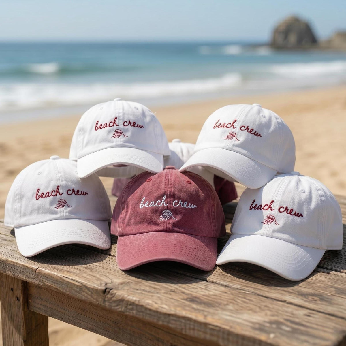 Custom Beach Crew Embroidered Dad Hat Matching Family Vacation Baseball Cap Men Women | Bachelorette Party Gifts Ocean Theme Group Trip Hat