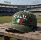 Italy Flag Embroidered Dad Hat, Italian National Flag Washed Cotton Baseball Cap, Travel Gift