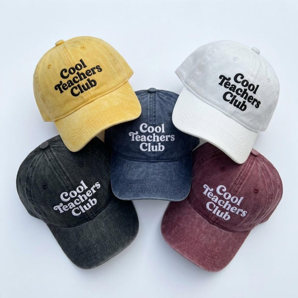 Cool Teachers Club Hat, Retro Embroidered Baseball Cap for Teacher Gift, Vintage Washed Cotton Faculty Dad Hat, Teacher Appreciation Caps