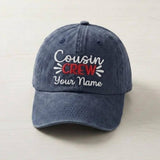 Custom Cousin Embroidered Hat, Personalized Matching Family Cotton Baseball Cap