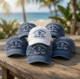 Custom Beach Club Hat, Personalized Family Vacation Dad Cap, Embroidered Palm Tree Baseball Hat, Vintage Washed Trip Gift