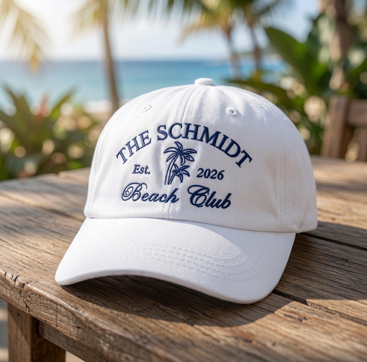 Custom Beach Club Hat, Personalized Family Vacation Dad Cap, Embroidered Palm Tree Baseball Hat, Vintage Washed Trip Gift