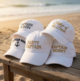 Custom Captain Hat, Personalized Boat Wedding Dad Cap, Embroidered Anchor Bachelor Party Hat, Beach Bridesmaid Groom Gift, Cruise Wear