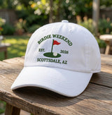 Custom Birdie Weekend Hat, Personalized Golf Trip Dad Cap, Embroidered Scottsdale AZ Baseball Hat, Retro Golfing Country Club Summer Gift