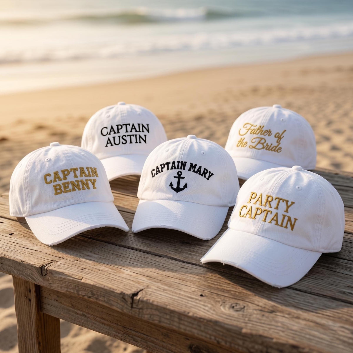 Custom Captain Hat, Personalized Boat Wedding Dad Cap, Embroidered Anchor Bachelor Party Hat, Beach Bridesmaid Groom Gift, Cruise Wear