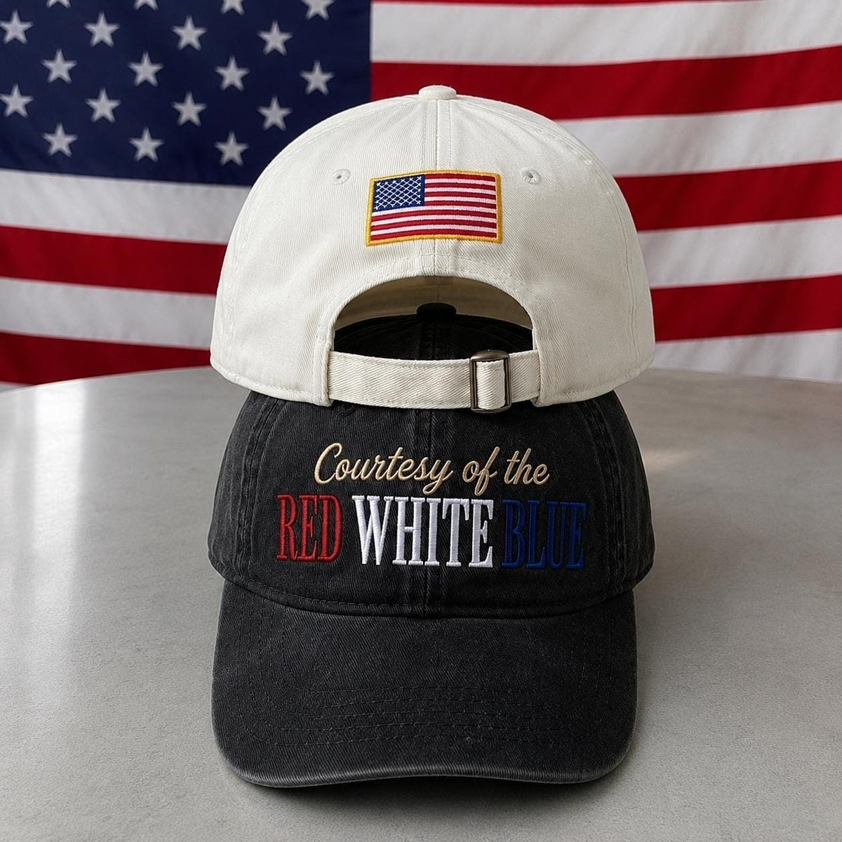 Red White and Blue Embroidered Hat, American Flag Patch Baseball Cap