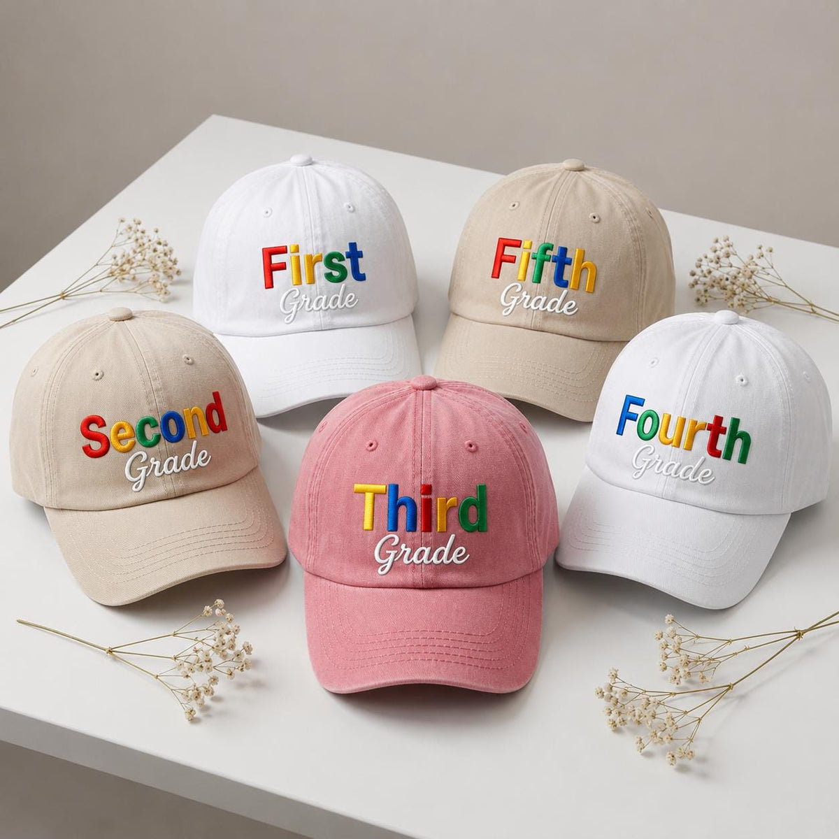 Custom Grade Level Teacher Hat, Personalized Elementary School Baseball Cap