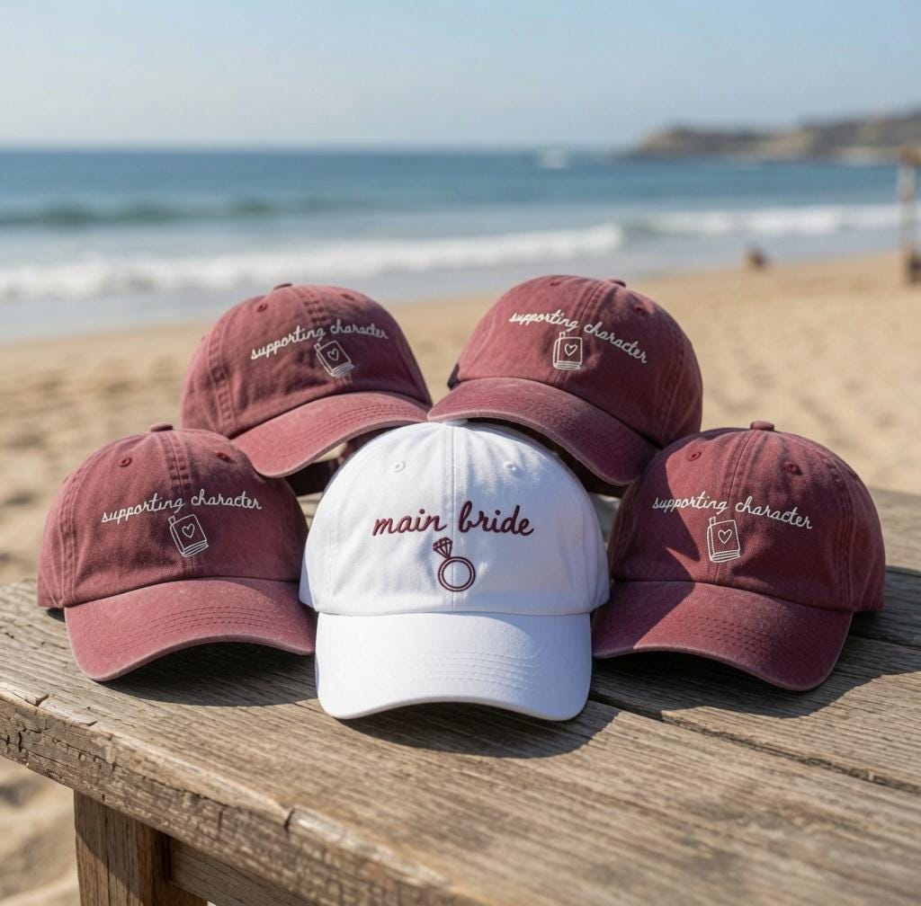 Custom Bachelorette Hat | Main Bride Supporting Character Hat | Personalized Bridesmaid Cap | Wedding Bridal Party Gift For Her