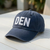 Custom Airport Code 3D Embroidered Hat, Personalized 3D Font Baseball Cap, Travel Gift for Pilot Flight Attendant, Vintage Washed Dad Hat