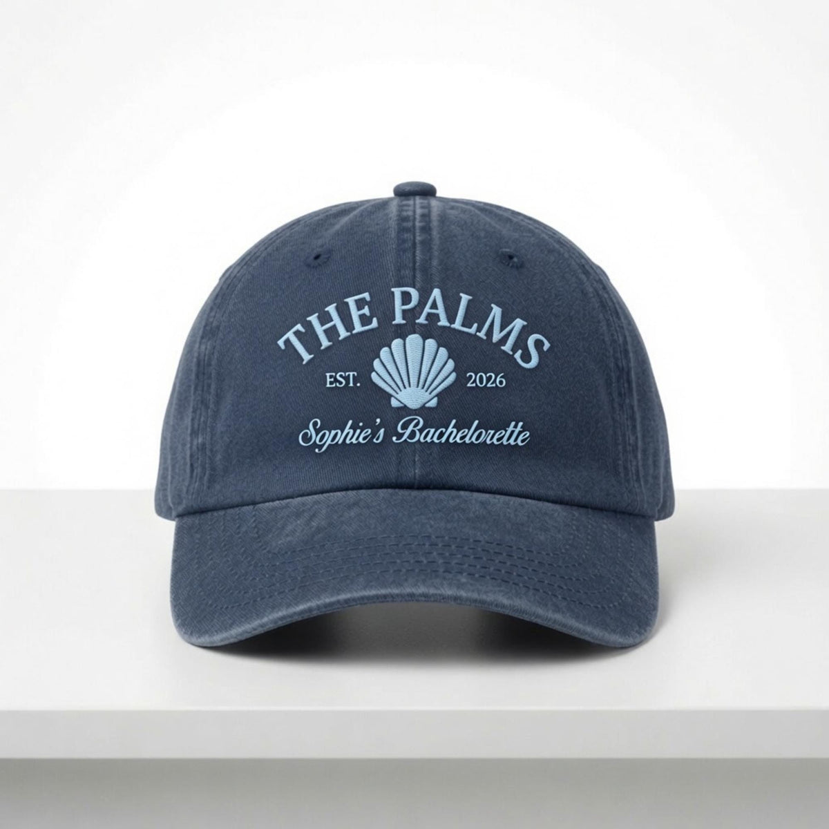 Personalized Seashell Bride Embroidered Hat, Custom Beach Bachelorette Baseball Cap, Bridal Gift