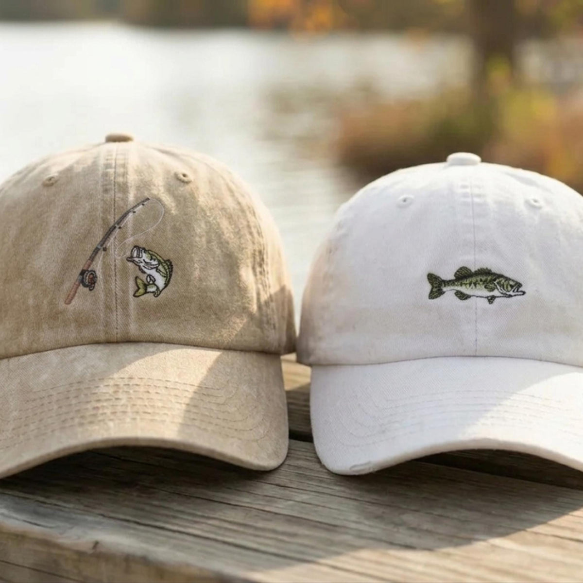 Matching Fishing Embroidered Dad Hats, Custom Father Son Baseball Caps, Outdoor Gift