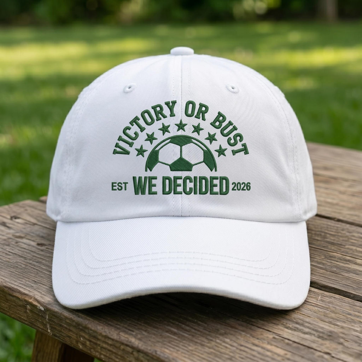 Custom Soccer Team Hat, Personalized Victory Or Bust Dad Cap, Embroidered Football Baseball Hat, Vintage Washed Denim Soccer Fan Gift
